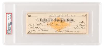 Lot #1023 Benjamin Harrison Signed Check - PSA GEM