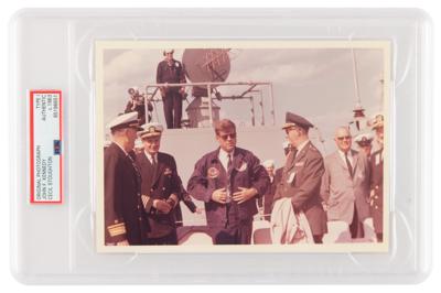 Lot #1030 John F. Kennedy Original Vintage Photograph by Cecil Stoughton - USNS Observation Island - PSA Type I - Image 1