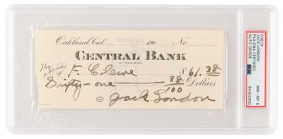 Lot #1163 Jack London Signed Check - PSA NM-MT 8