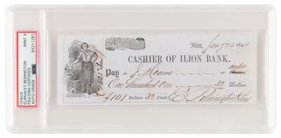 Lot #1102 Eliphalet Remington Signed Check - PSA