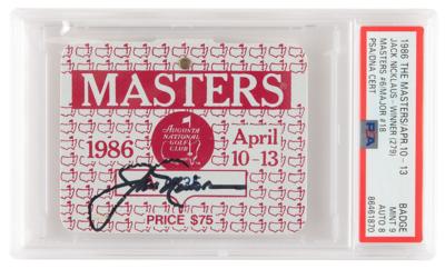 Lot #1282 Jack Nicklaus Signed 1986 Masters Badge - PSA MINT 9/Auto 8 - Image 1