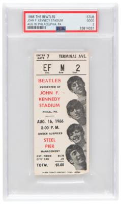 Lot #1297 Beatles 1966 John F. Kennedy Stadium Philadelphia Ticket Stub - PSA GOOD 2 - Image 1