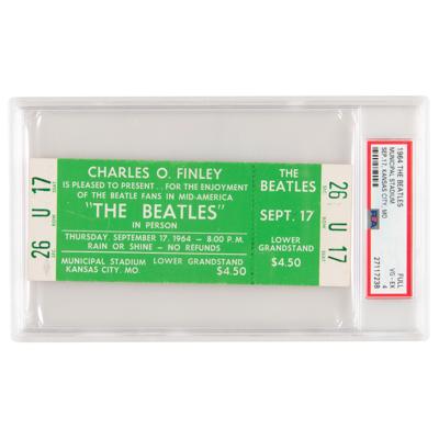 Lot #1305 Beatles 1964 Municipal Stadium (Kansas City) Concert Ticket - PSA FULL VG-EX 4 - Image 1