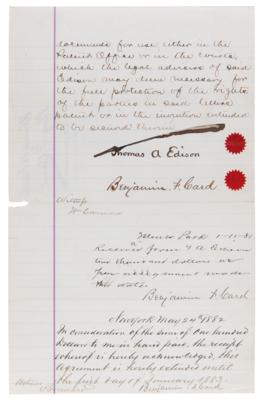 Lot #4012 Thomas Edison Document Signed for Electric Meter Patent - Used in Developing the Electric Light - Image 4