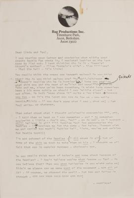 Lot #4043 John Lennon Typed and Hand-Annotated Letter to Paul and Linda McCartney - An Intense Letter Discussing Yoko, Art, the Media, and His Exit From the Beatles - Image 2