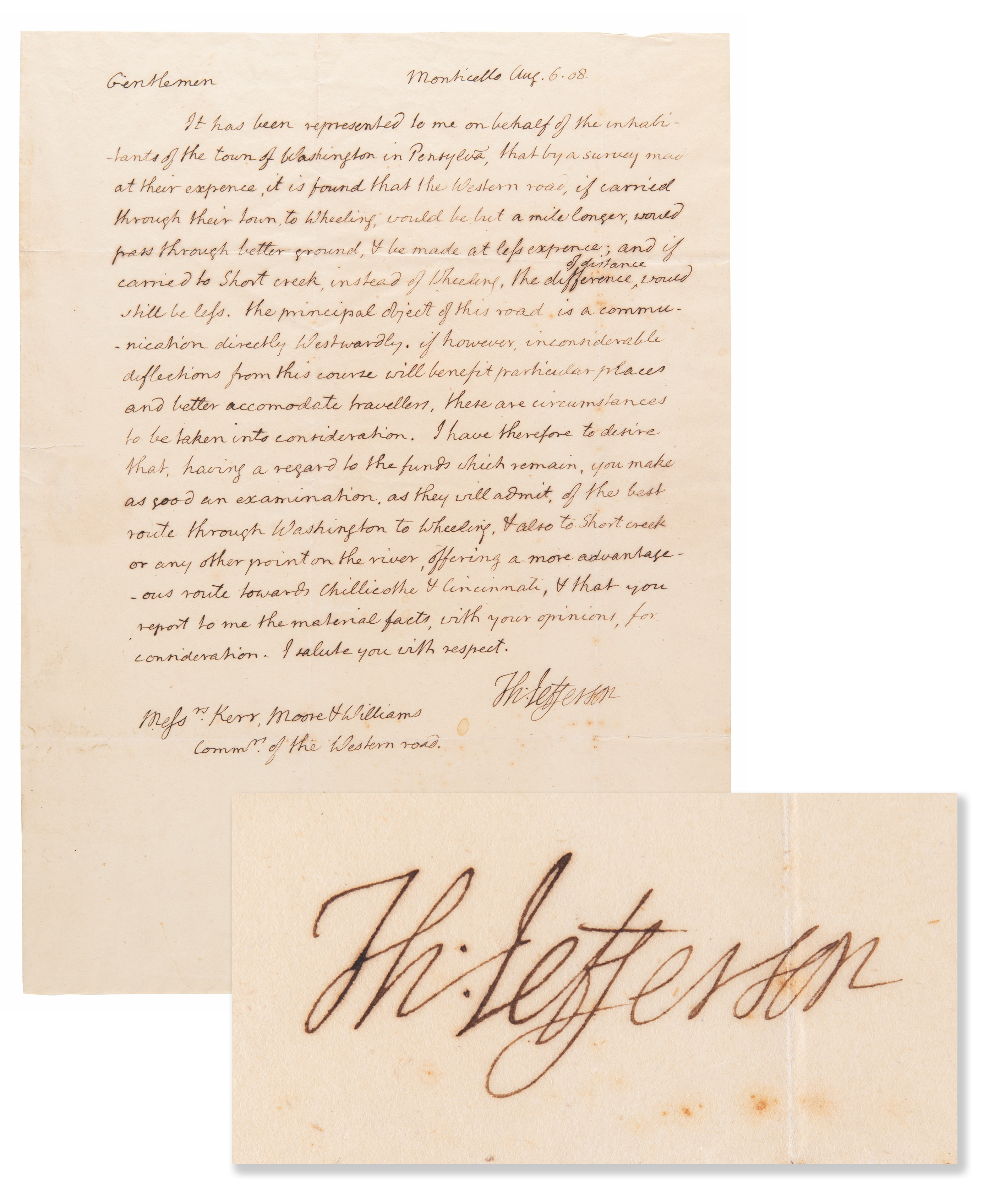 Lot #4002 Thomas Jefferson Autograph Letter Signed as President on "the Western road" - The First Federally Funded Highway - Image 1