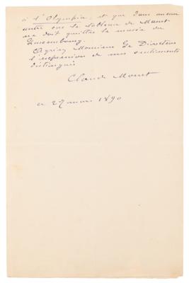 Lot #4031 Claude Monet Autograph Letter Signed on Manet's 'Olympia' - Image 2