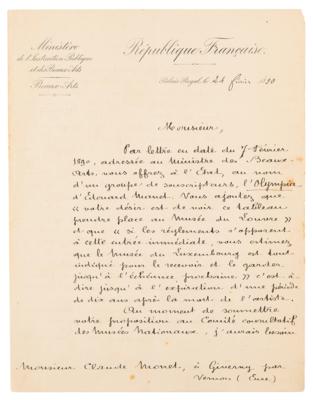 Lot #4031 Claude Monet Autograph Letter Signed on Manet's 'Olympia' - Image 4