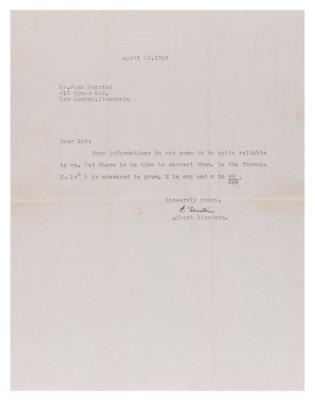 Lot #4016 Albert Einstein Rare Typed Letter Signed