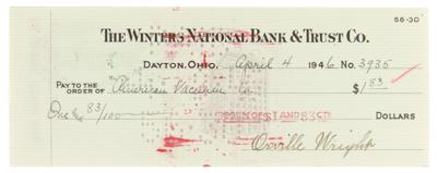 Lot #282 Orville Wright Signed Check