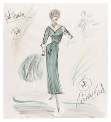 Lot #692 Edith Head Signed Original Costume Sketch