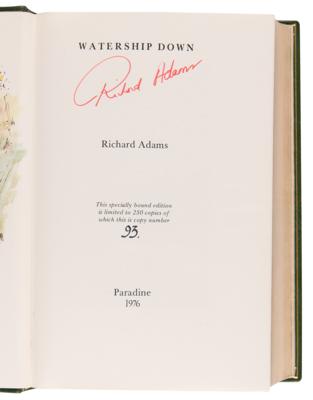 Lot #405 Richard Adams Signed Book - Watership Down (Ltd. Ed. #93/250) - With Original Watercolor by John Lawrence - Image 4