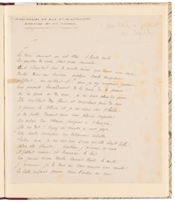 Lot #430 Guy de Maupassant Handwritten Poem - 'Promenade à seize ans' - Image 1