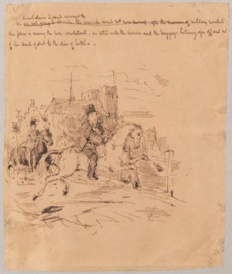 Lot #445 William Makepeace Thackeray Original Illustration and Handwritten Manuscript Page from Vanity Fair - Image 1