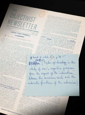 Lot #437 Ayn Rand Hand-Annotated Essay - 'The Psycho-Epistemology of Art' in The Objectivist Newsletter - Image 1