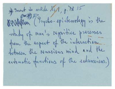 Lot #437 Ayn Rand Hand-Annotated Essay - 'The Psycho-Epistemology of Art' in The Objectivist Newsletter - Image 5