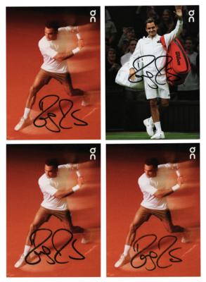 Lot #900 Roger Federer (4) Signed Promo Cards