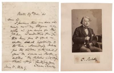 Lot #240 Charles Sumner Autograph Letter Signed,