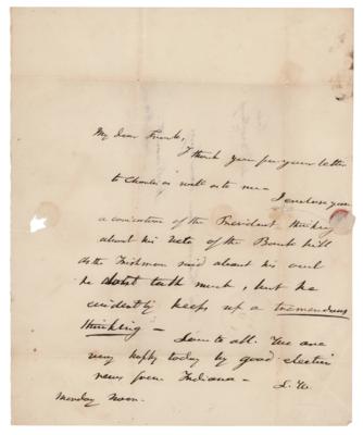 Lot #256 Levi Woodbury (2) Autograph Letters Signed - Image 5