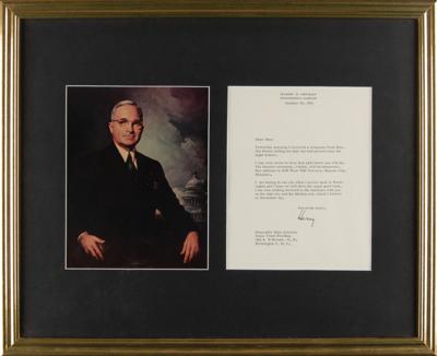 Lot #105 Harry S. Truman Typed Letter Signed to Dean Acheson - Image 1