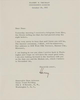 Lot #105 Harry S. Truman Typed Letter Signed to Dean Acheson - Image 2