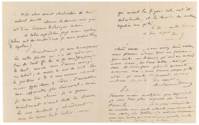 Lot #418 Gustave Flaubert Autograph Letter Signed on Writing with Bouilhet: "He had an idea that I dare to describe as Dantesque" - Image 3