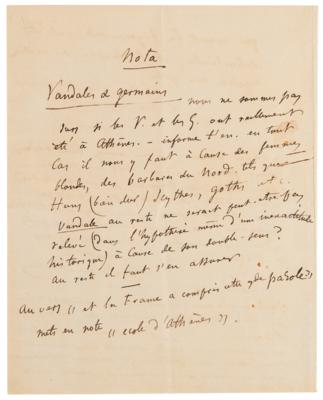 Lot #418 Gustave Flaubert Autograph Letter Signed on Writing with Bouilhet: "He had an idea that I dare to describe as Dantesque" - Image 4