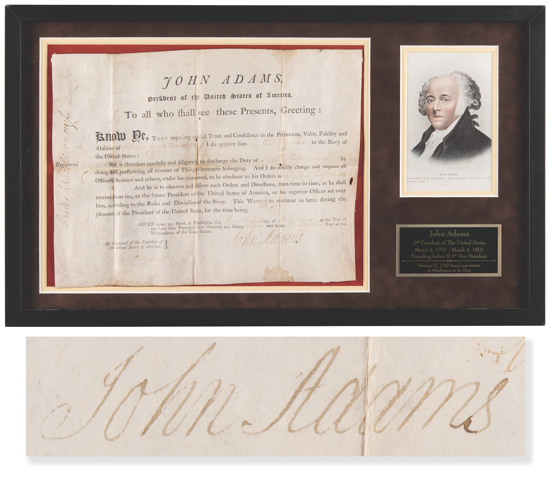 Lot #3 John Adams Naval Document Signed as