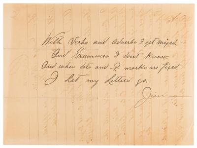 Lot #143 James Younger Twice-Signed Autograph Letter and Handwritten Poem - "I let my letters go" - Image 2