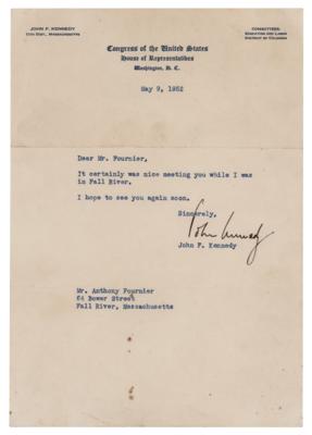 Lot #18 John F. Kennedy Typed Letter Signed as a