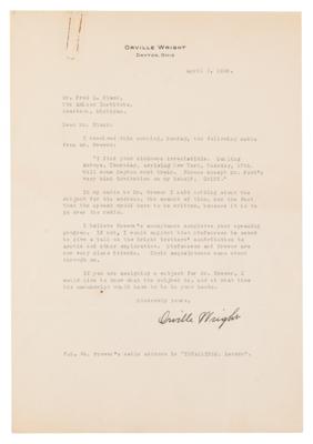 Lot #278 Orville Wright Typed Letter Signed,