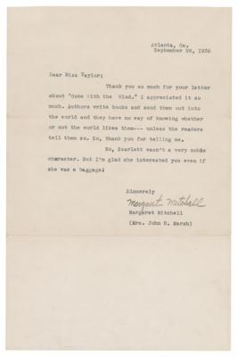 Lot #432 Margaret Mitchell Typed Letter Signed on Gone With the Wind, Three Months After Its Publication - Image 1