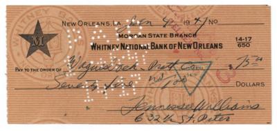 Lot #520 Tennessee Williams Signed Check - Image 1