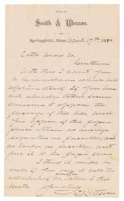 Lot #138 Daniel B. Wesson Autograph Letter Signed