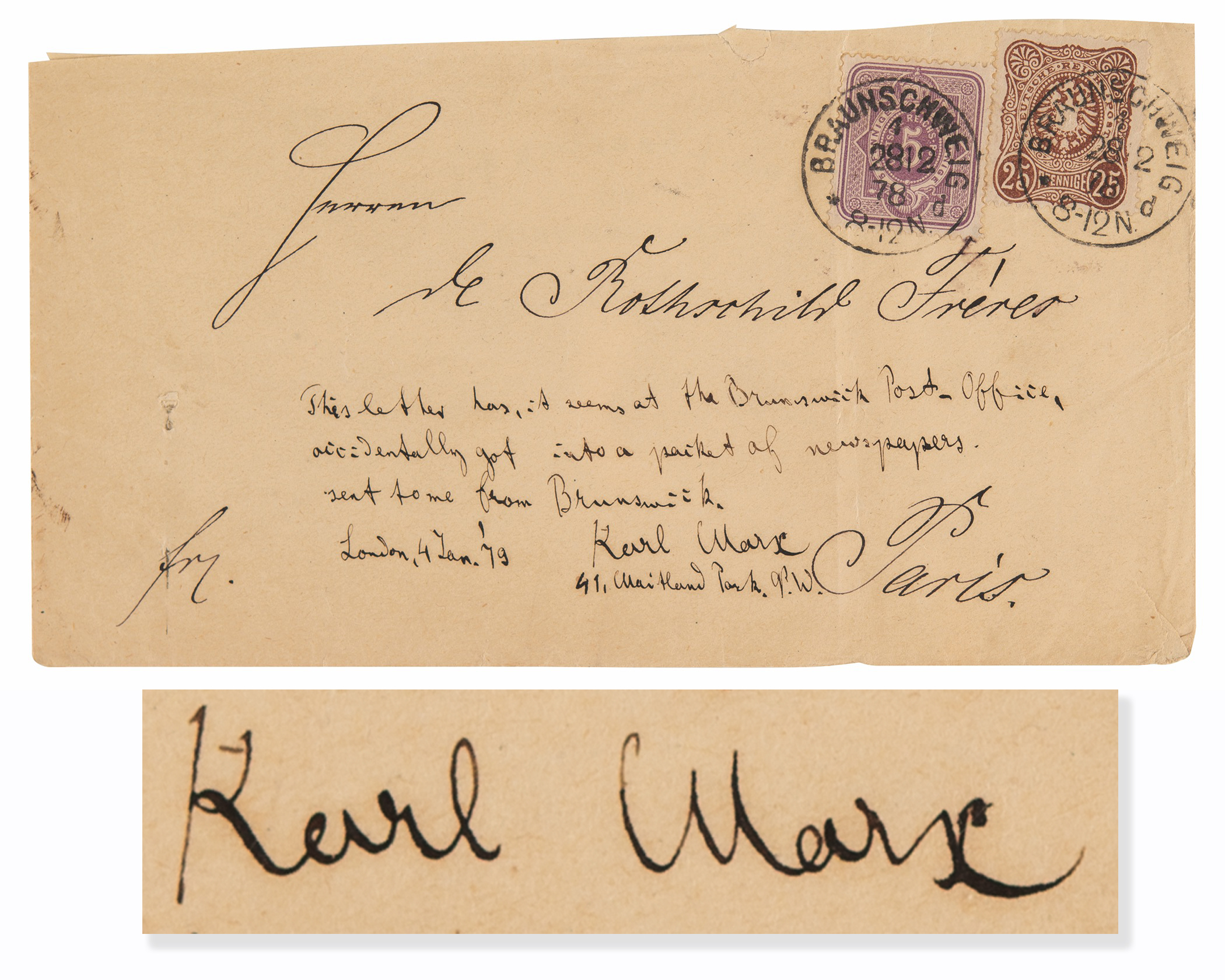 Lot #139 Karl Marx Autograph Note Signed,