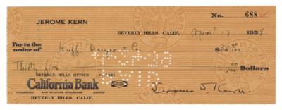 Lot #572 Jerome Kern Signed Check - Image 1