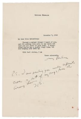 Lot #567 Irving Berlin Typed Letter Signed