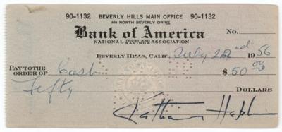 Lot #791 Katharine Hepburn Signed Check - Image 1