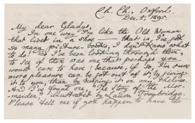 Lot #415 Charles L. Dodgson Autograph Letter