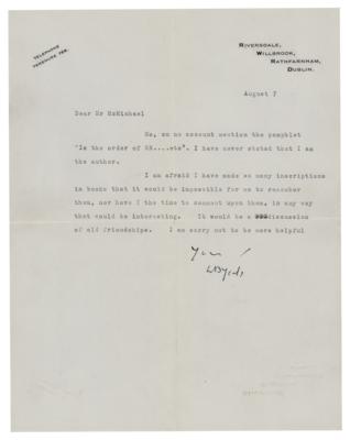 Lot #523 William Butler Yeats Typed Letter Signed - Image 1