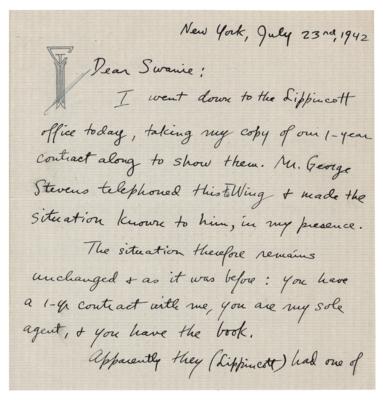 Lot #521 Cornell Woolrich Autograph Letter Signed on Phantom Lady - Image 1