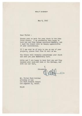 Lot #394 Walt Disney Typed Letter Signed