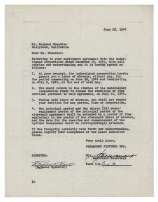 Lot #472 Raymond Chandler Document Signed - Image 1