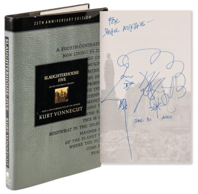 Lot #516 Kurt Vonnegut Signed Self-Portrait Sketch in Book - Slaughterhouse Five - Image 1