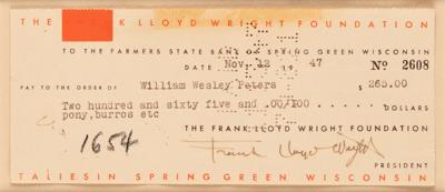 Lot #387 Frank Lloyd Wright Signed Check - Image 2