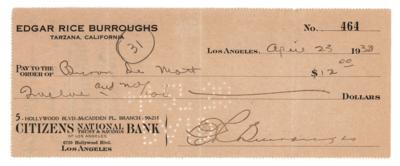 Lot #469 Edgar Rice Burroughs Signed Check - Image 1