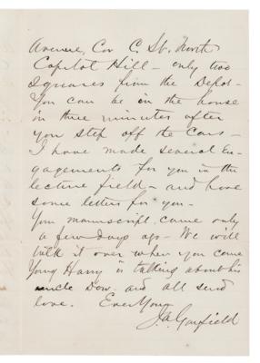 Lot #57 James A. Garfield Autograph Letter Signed - Image 2