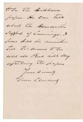 Lot #31 Grover Cleveland Autograph Letter Signed as President to the Postmaster General, Asking for Advice on a Nomination - Image 2