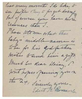 Lot #92 Edith Roosevelt Autograph Letter Signed as First Lady - Image 4