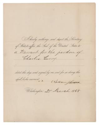 Lot #67 Andrew Johnson Document Signed as President - Image 1